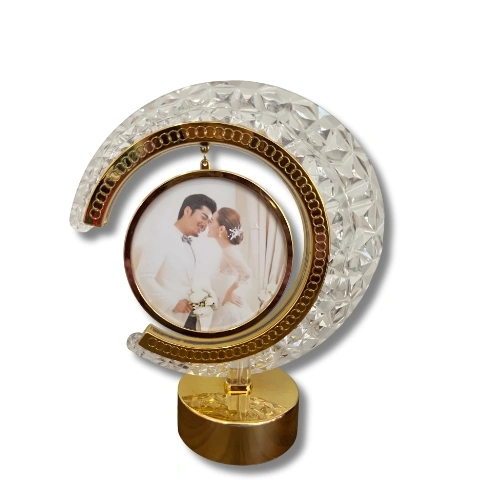 Moonlight Love Crystal LED Photo Frame with Elegant Circular Design