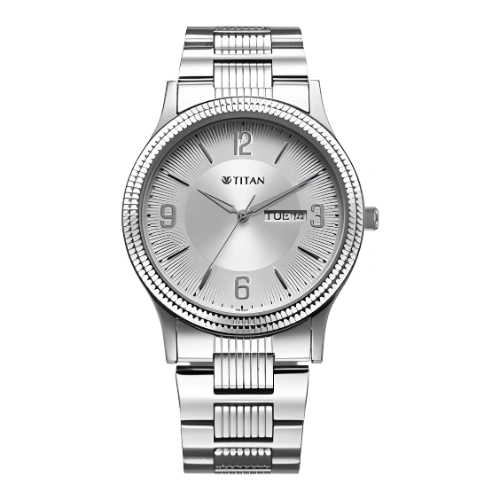 Titan Silver White Dial Men Watch – 1650SM02