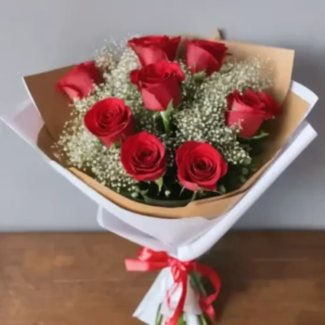 Language of Love 8 Red Roses Bouquet